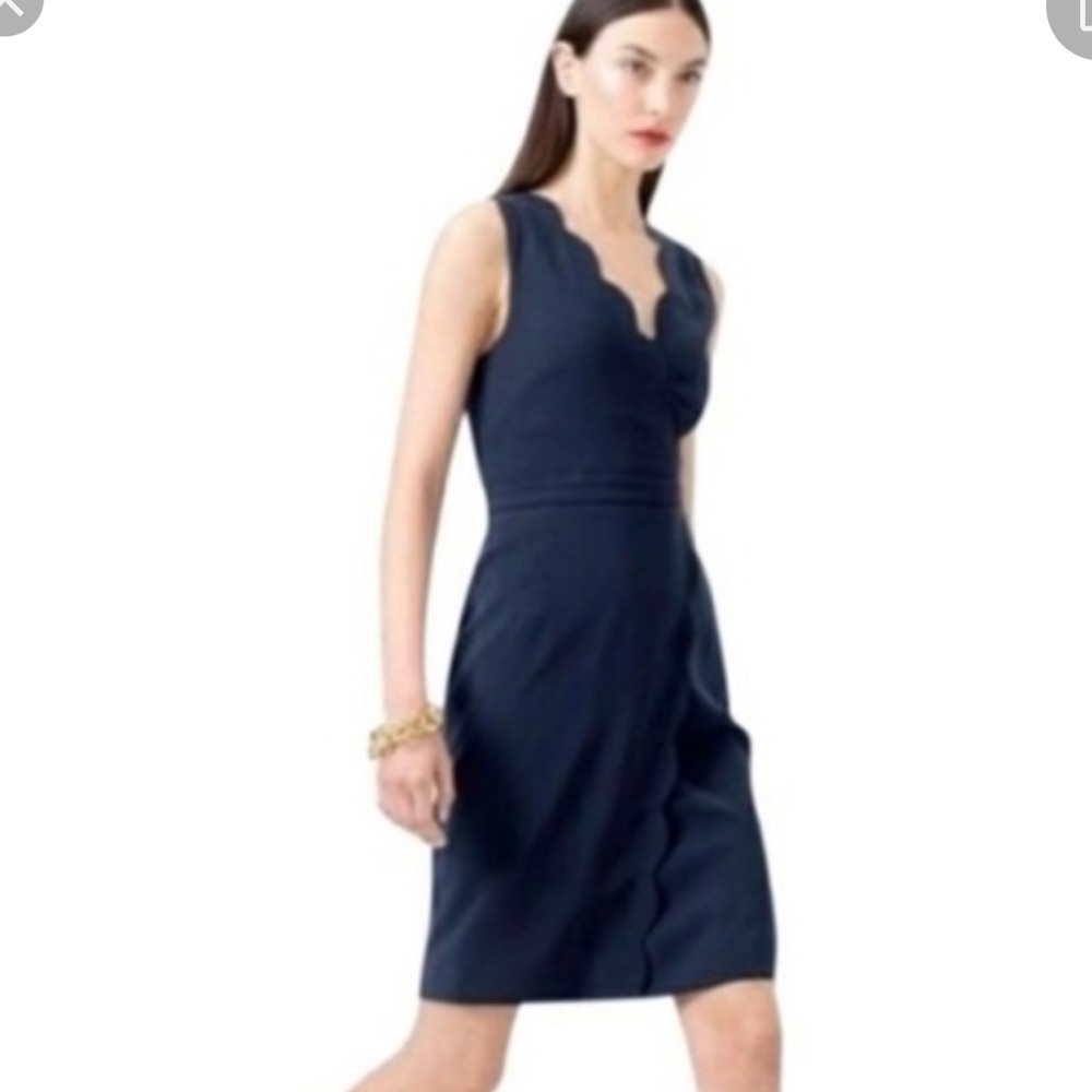 Jcrew Navy Scallop Dress